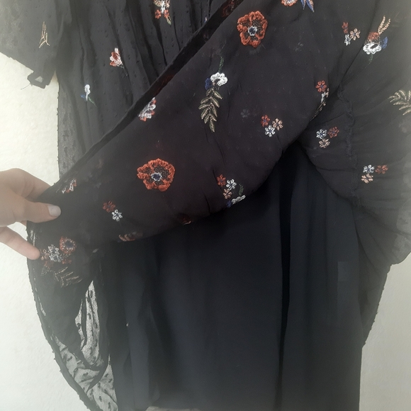 Zara Women Embroidered Dotted mesh Dress - Picture 12 of 13